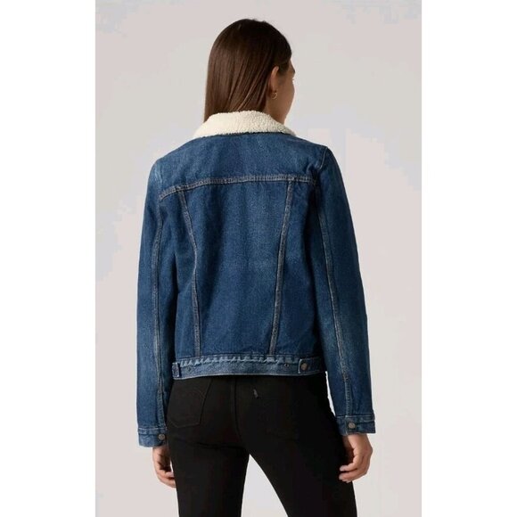Levis Original Classic Sherpa Trucker Jacket  Women's Size Medium Blue Denim EUC - Picture 11 of 11
